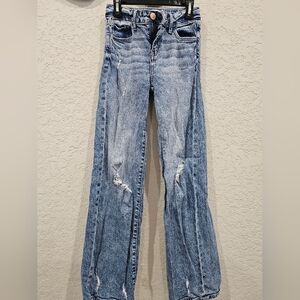 BKE Kids Light Blue Distressed Wide-Leg Jeans